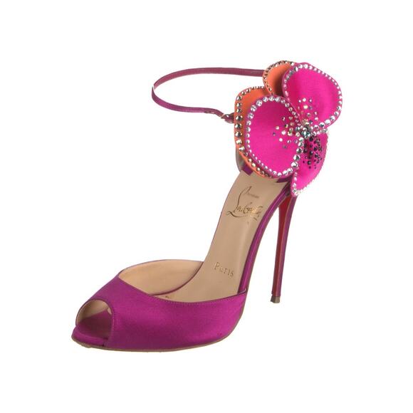 ❤️Christian Louboutin Satin Crystal Flower Pumps❤️ - Picture 2 of 5